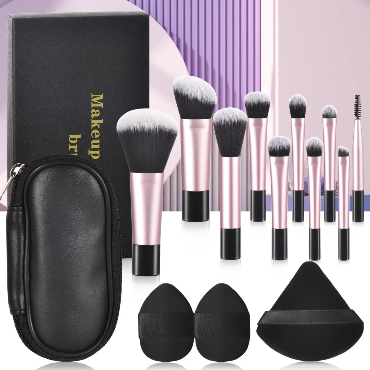 10 color Mini makeup brush Travel portable Makeup Tool Makeup Puff - Palm Brush Professional Makeup tool set Christmas gift - Image 31