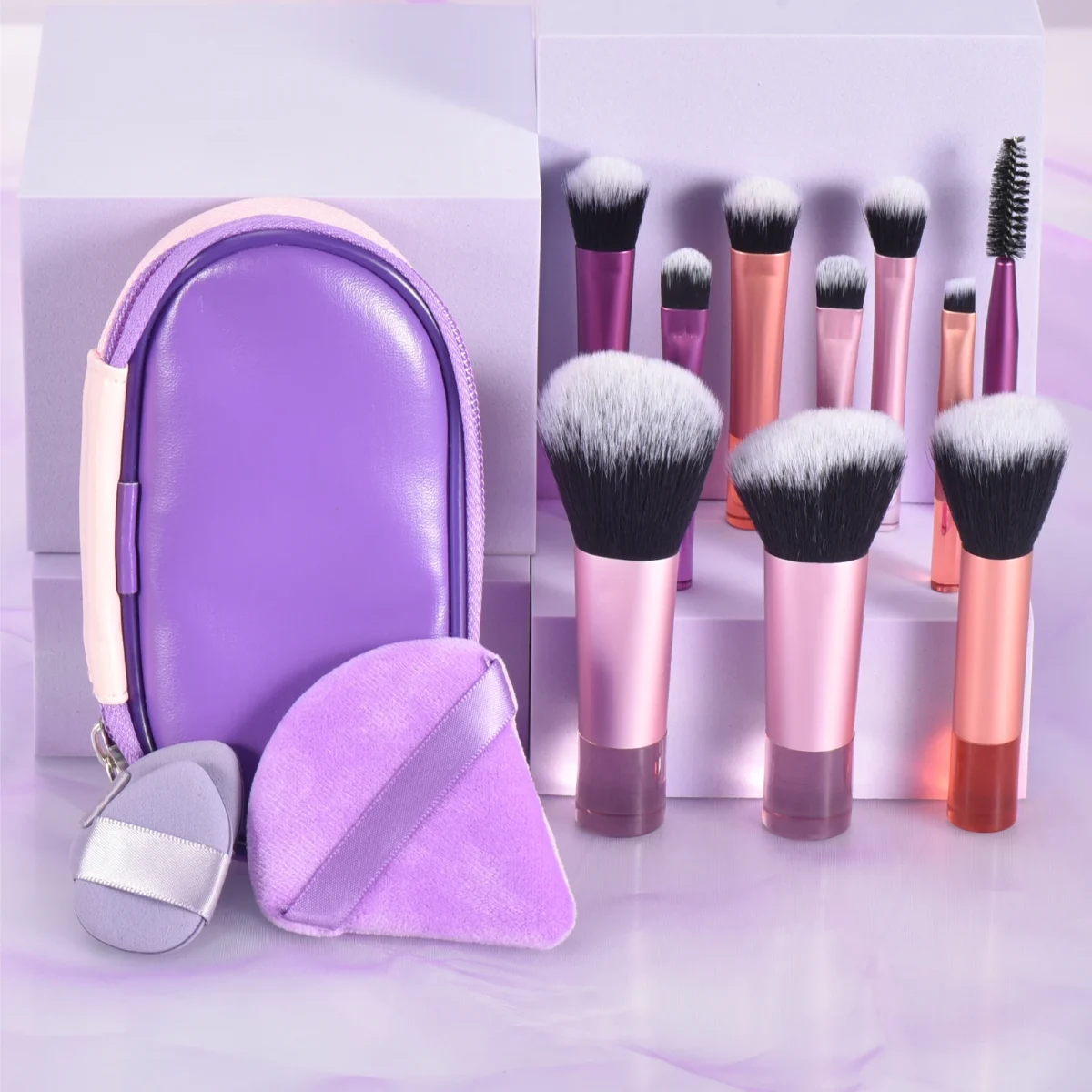 10 color Mini makeup brush Travel portable Makeup Tool Makeup Puff - Palm Brush Professional Makeup tool set Christmas gift - Image 35