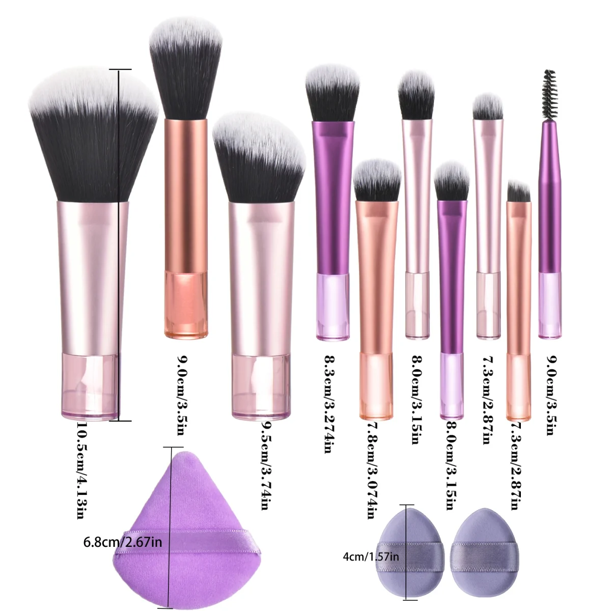 10 color Mini makeup brush Travel portable Makeup Tool Makeup Puff - Palm Brush Professional Makeup tool set Christmas gift - Image 8