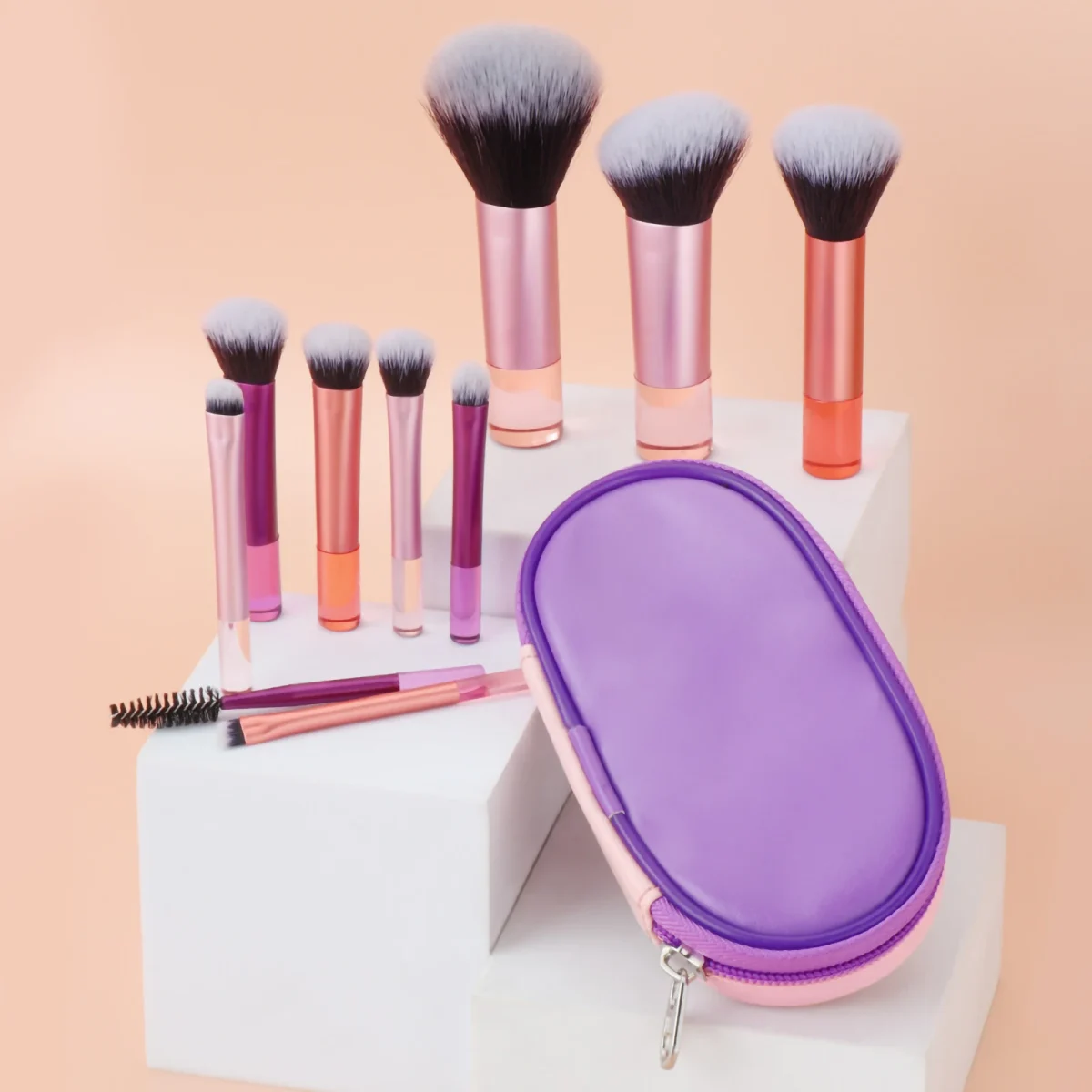 10 color Mini makeup brush Travel portable Makeup Tool Makeup Puff - Palm Brush Professional Makeup tool set Christmas gift - Image 2