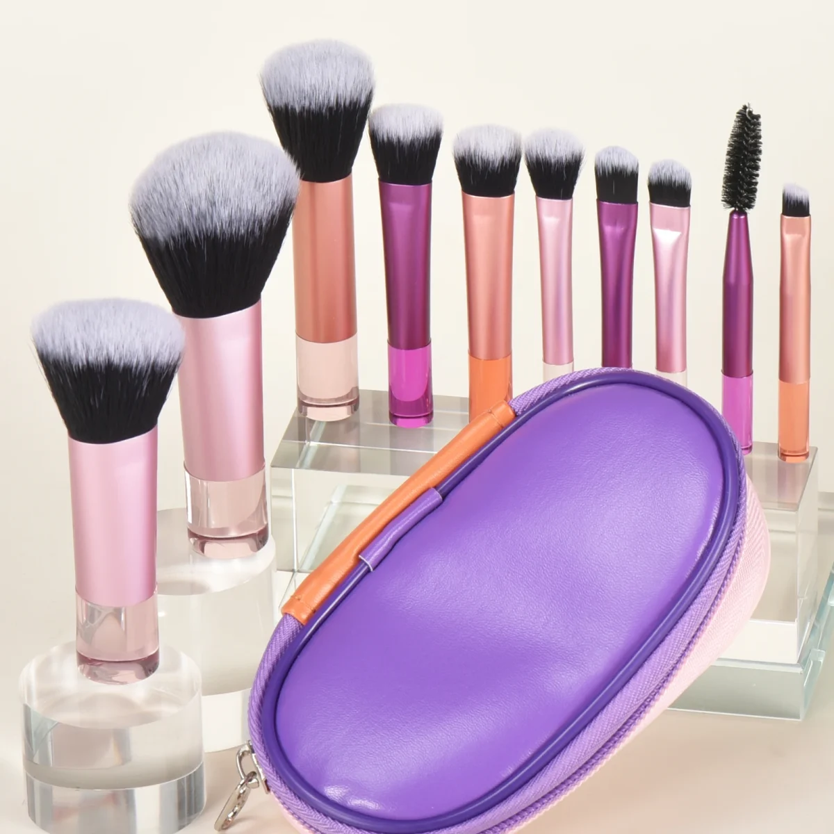 10 color Mini makeup brush Travel portable Makeup Tool Makeup Puff - Palm Brush Professional Makeup tool set Christmas gift - Image 38