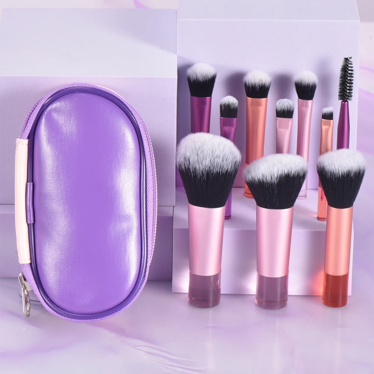 10 color Mini makeup brush Travel portable Makeup Tool Makeup Puff - Palm Brush Professional Makeup tool set Christmas gift - Image 3